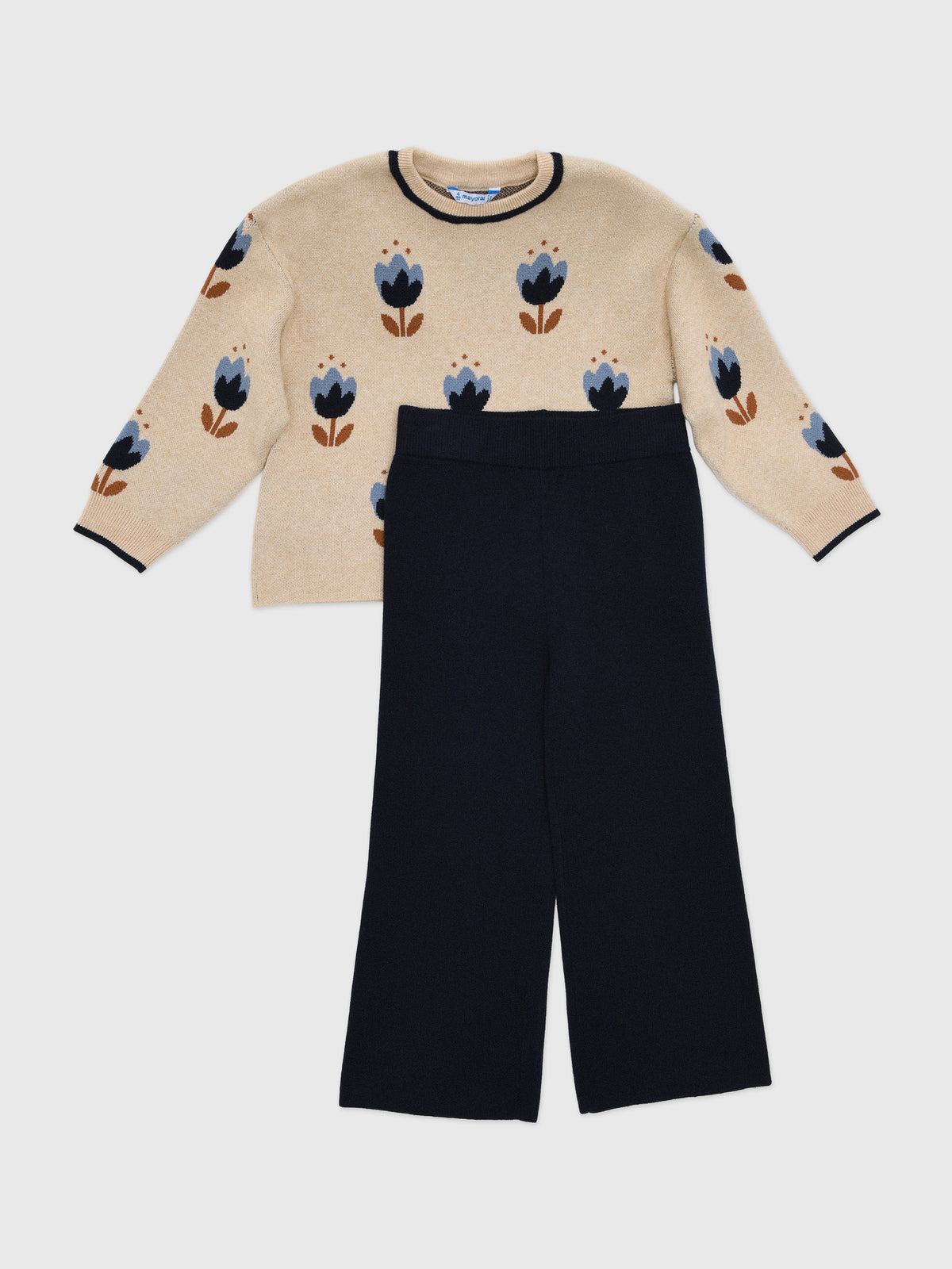 Mayoral Girls' Long Knit Trouser Set - Saint Bernard