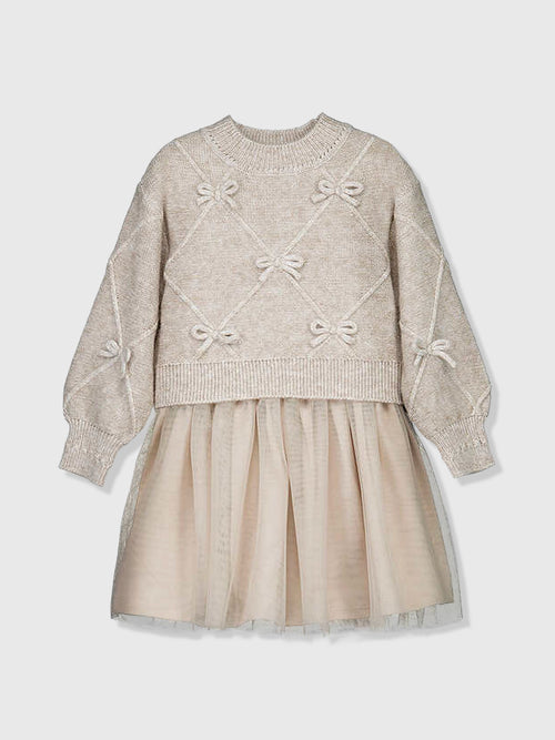 Mayoral Girls' Bow Knit Dress