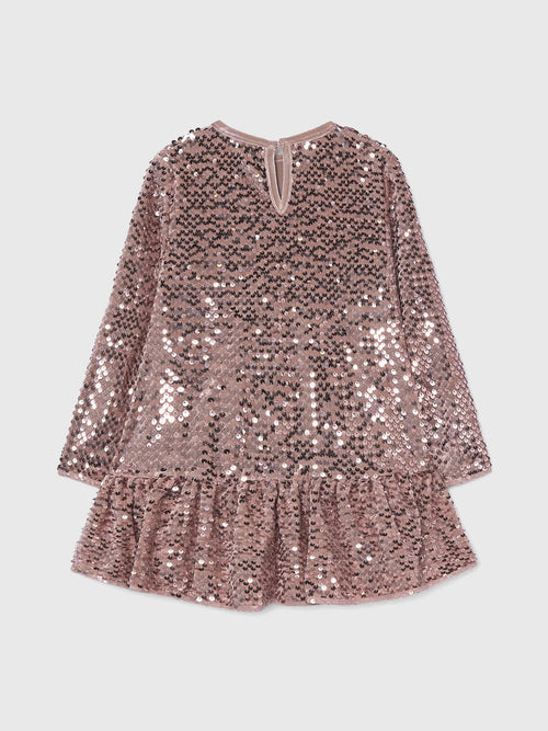 Mayoral Girls' Velvet Sequin Bow Dress - Saint Bernard