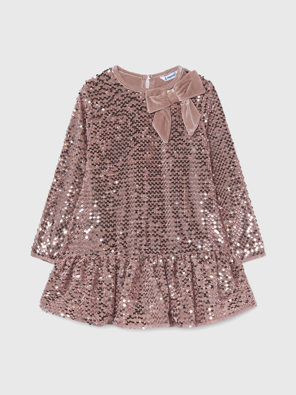 Mayoral Girls' Velvet Sequin Bow Dress