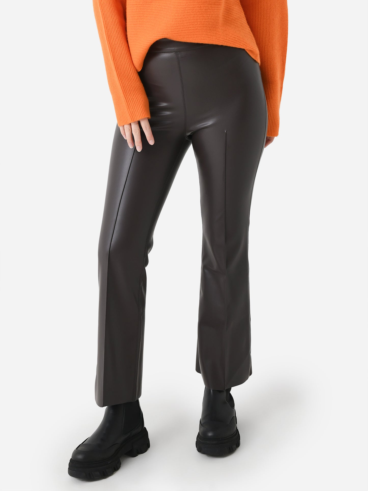 Grey/Ven Women's The Porterfield Vegan Leather Crop Flare Pant