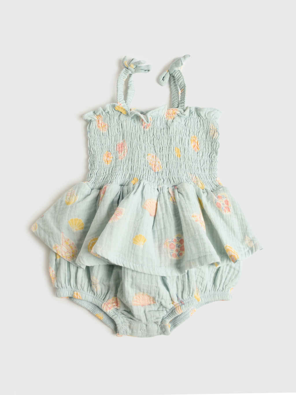 Angel Dear Baby Girls' Pretty Seashells Smocked Skirt Bubble - Saint Bernard