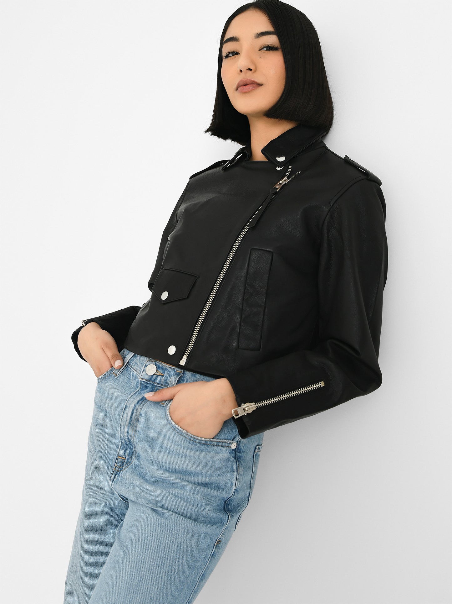 Citizens Of Humanity Women's Aria Leather Biker Jacket - Saint Bernard