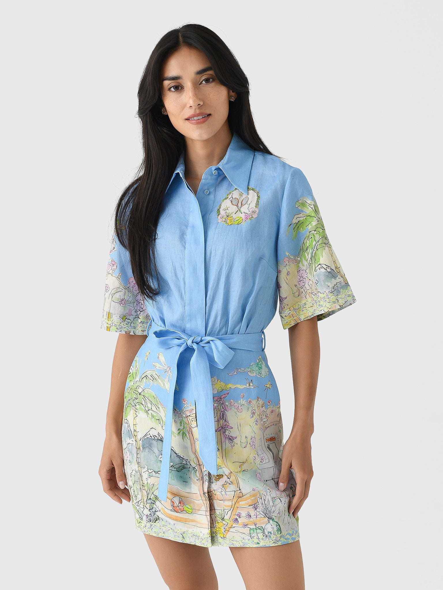 alemais mini shirt dress Women's Anouk notch dress over collar House of Harlow Hera Cores:Cardume Print