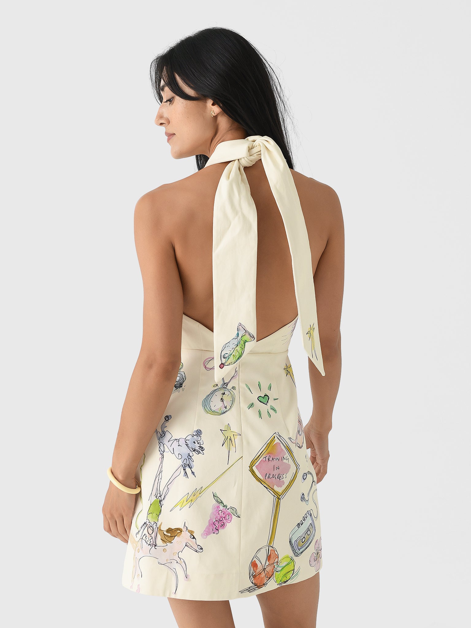 alemais court mini dress Almais, Court printed cotton minidress, Women, White, US 10, Dresses