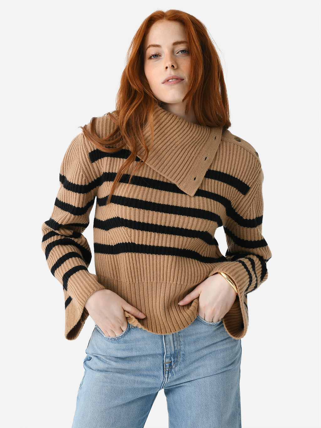Simkhai Women's Adrienne Buttoned Turtleneck Sweater - Saint Bernard