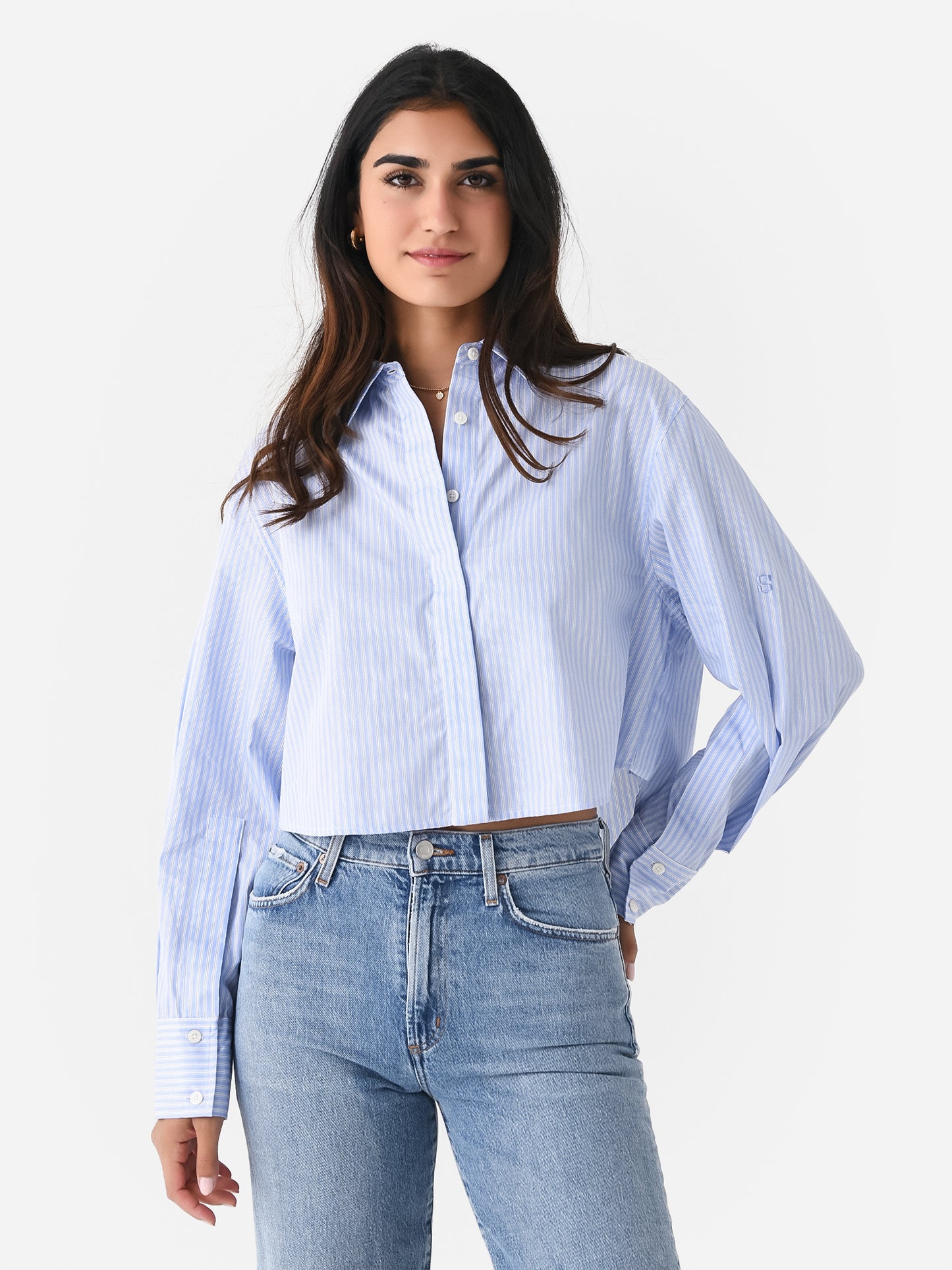 Simkhai Women's Renata Cropped Button-Down Shirt