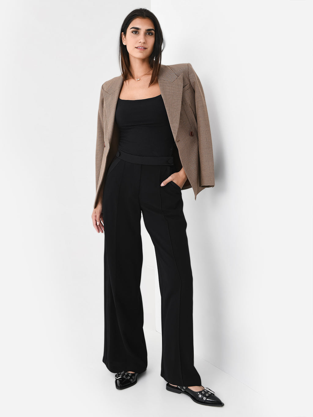 Simkhai Women's Palladia Wide Leg Tuxedo Pant - Saint Bernard
