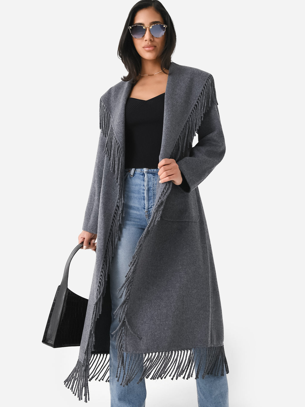 Simkhai Women's Carrie Fringe Robe Coat - Saint Bernard