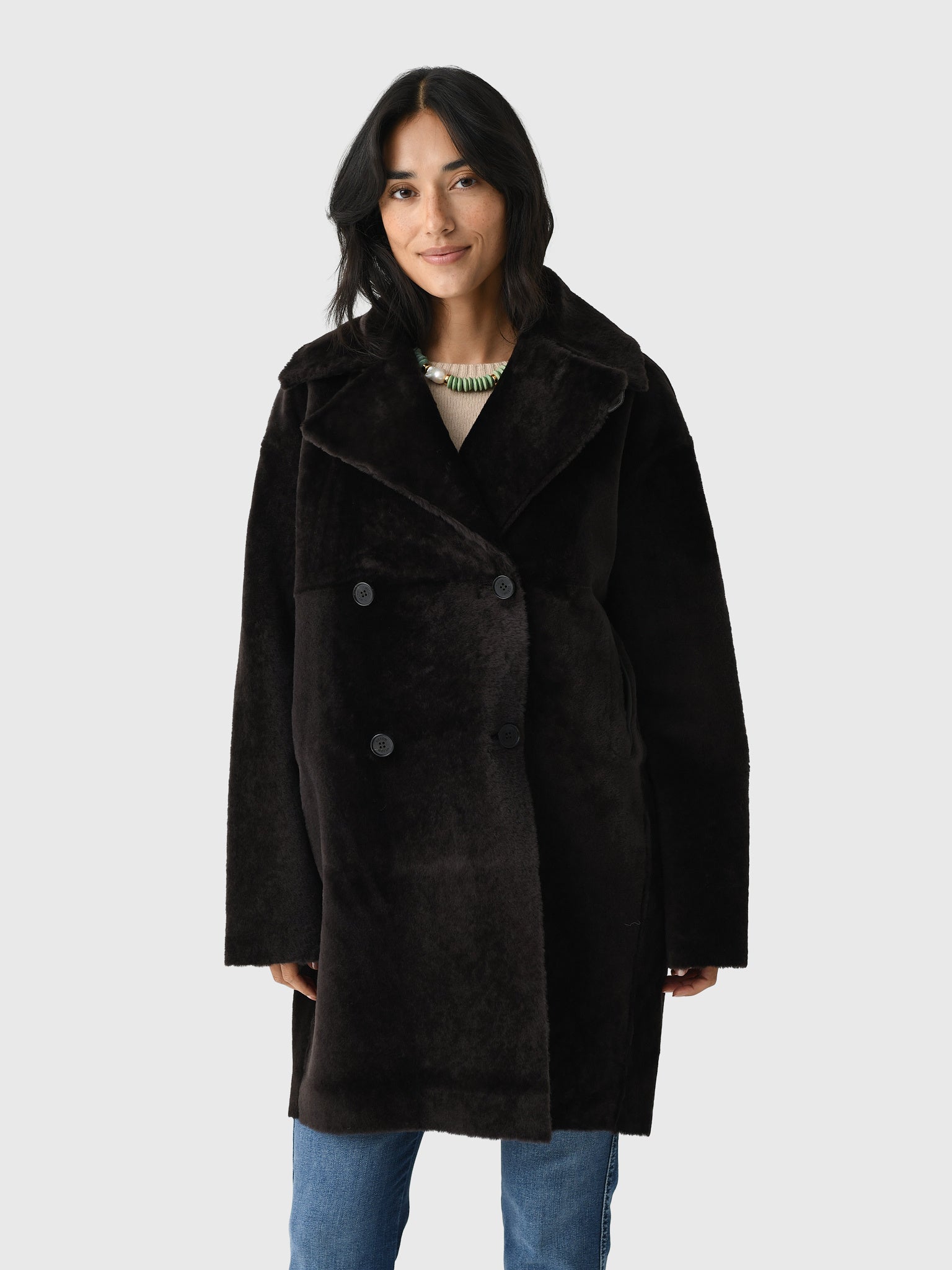 Utzon Women's Jaimie Shearling Coat - Saint Bernard