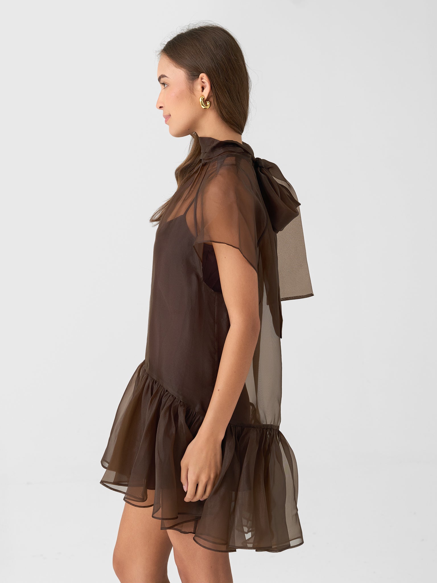 simkhai beaux tiered mini dress tiered mini dress Simkhai Beaux Tiered Mini Dress in Chocolate