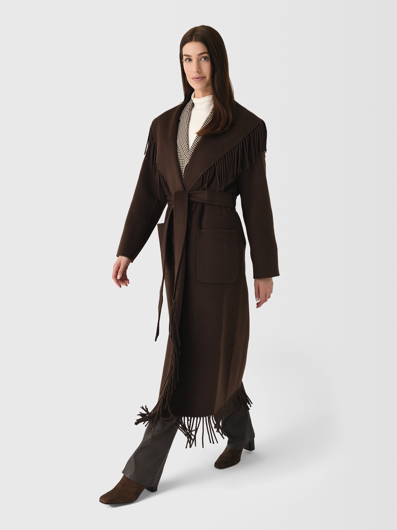 Simkhai Women's Carrie Fringe Robe Coat - Saint Bernard