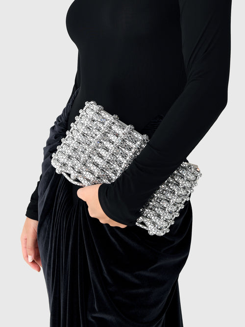 Simkhai Morgan Woven Rhinestone Clutch