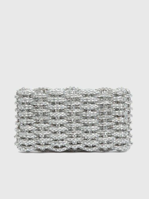 Simkhai Morgan Woven Rhinestone Clutch
