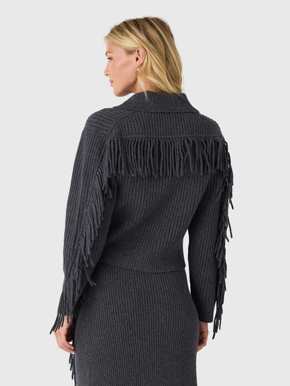 Simkhai Women's Natalia Collared Fringe Sweater - Saint Bernard