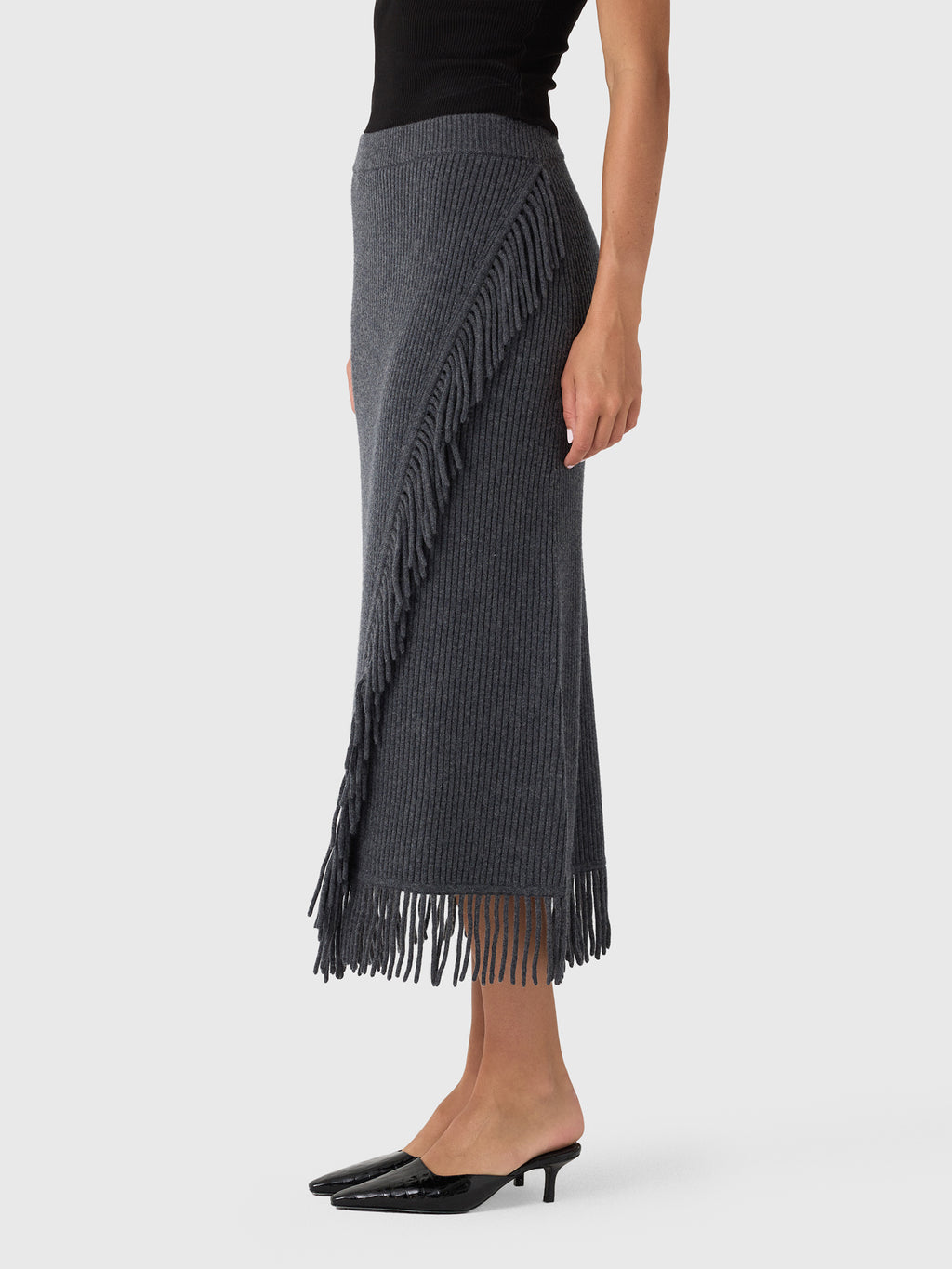 Simkhai Women's Casey Knit Fringe Midi Skirt - Saint Bernard