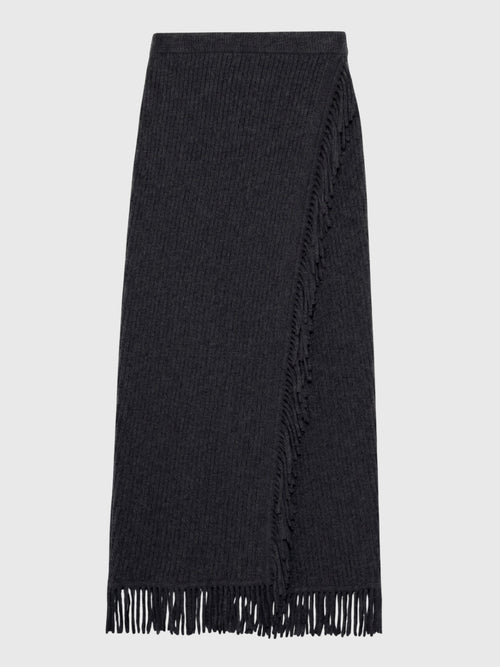 Simkhai Women's Casey Knit Fringe Midi Skirt - Saint Bernard