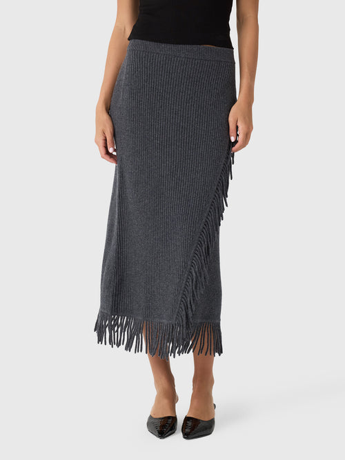 Simkhai Women's Casey Knit Fringe Midi Skirt - Saint Bernard