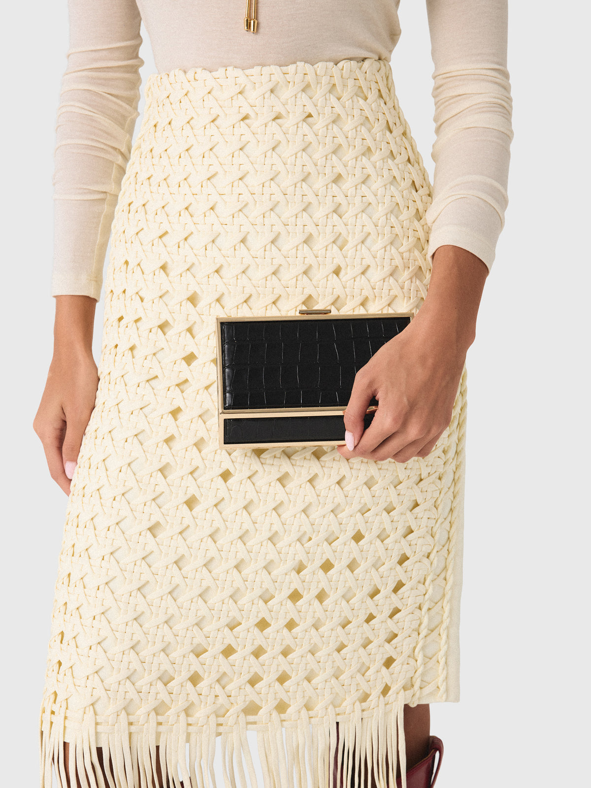 Simkhai Maddox Croc-Embossed Leather Clutch - Saint Bernard