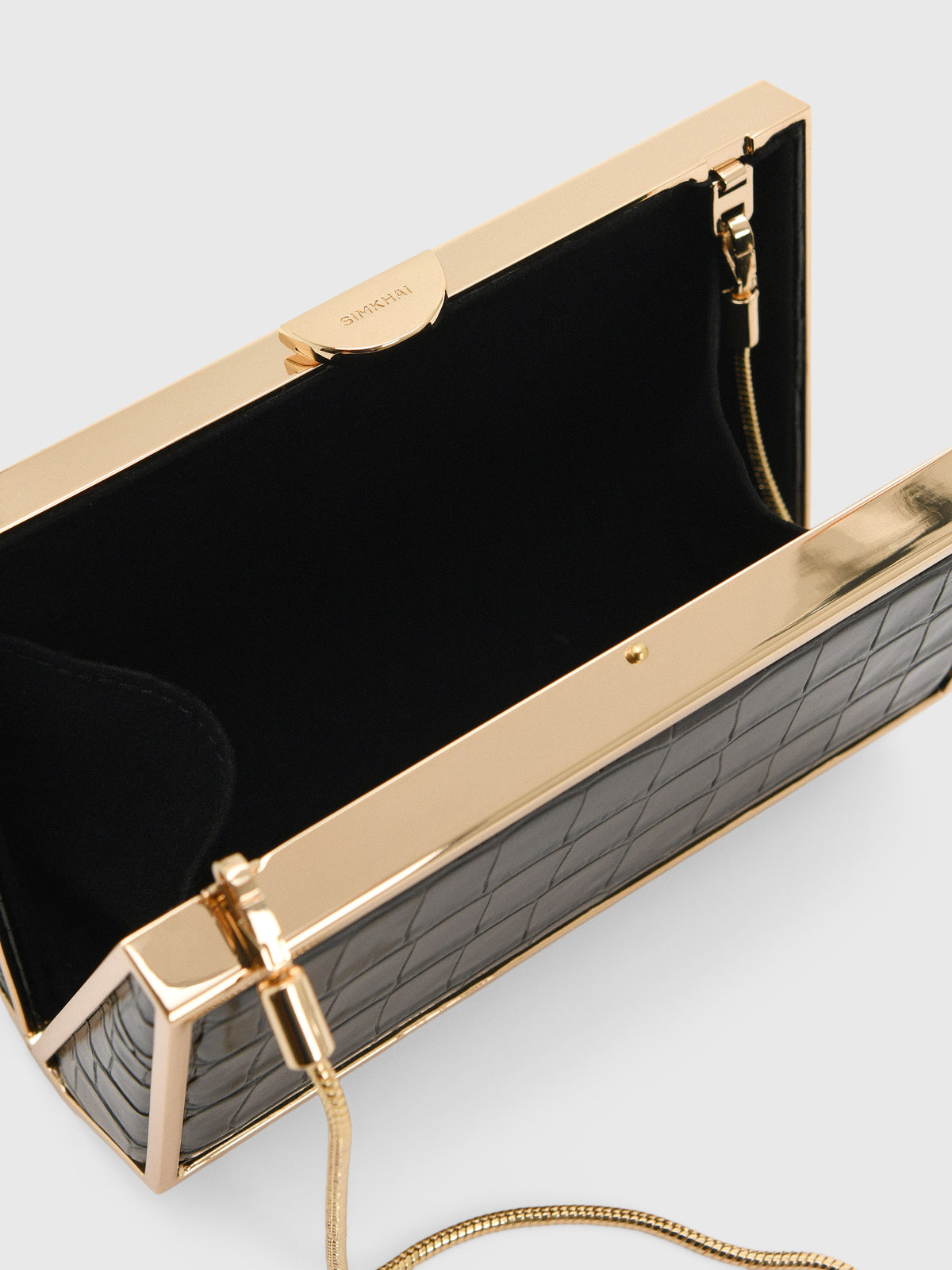 Simkhai Maddox Croc-Embossed Leather Clutch - Saint Bernard