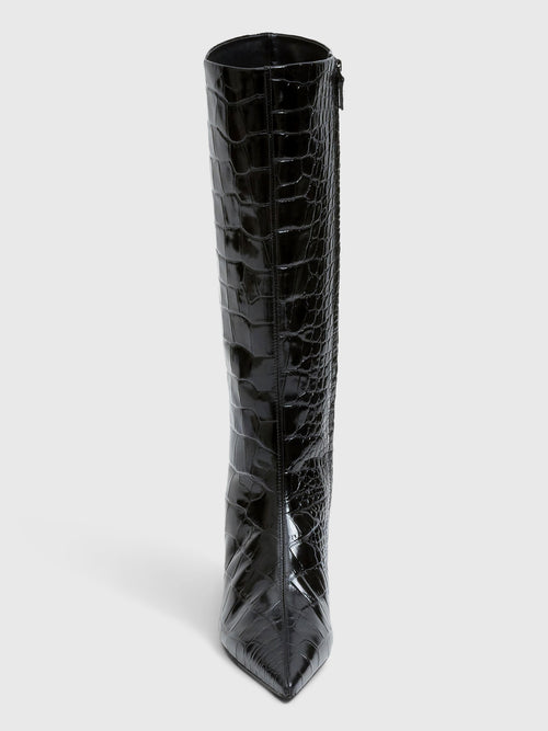 Simkhai Women's Janine Croc-Embossed Leather Knee High Boot