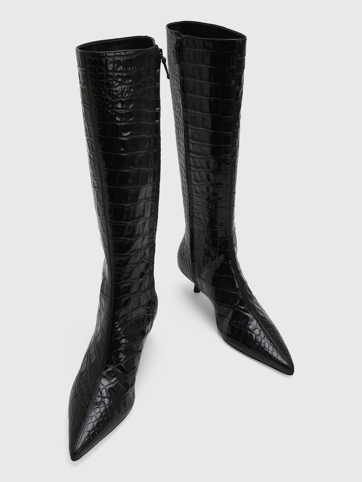 Simkhai Women's Janine Croc-Embossed Leather Knee High Boot - Saint Bernard