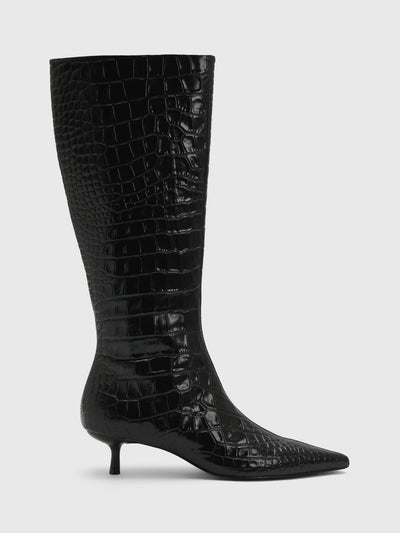 Simkhai Women's Janine Croc-Embossed Leather Knee High Boot - Saint Bernard