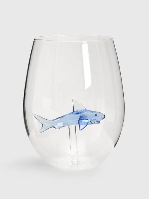 Two's Company Great White Shark Stemless Wine Glass