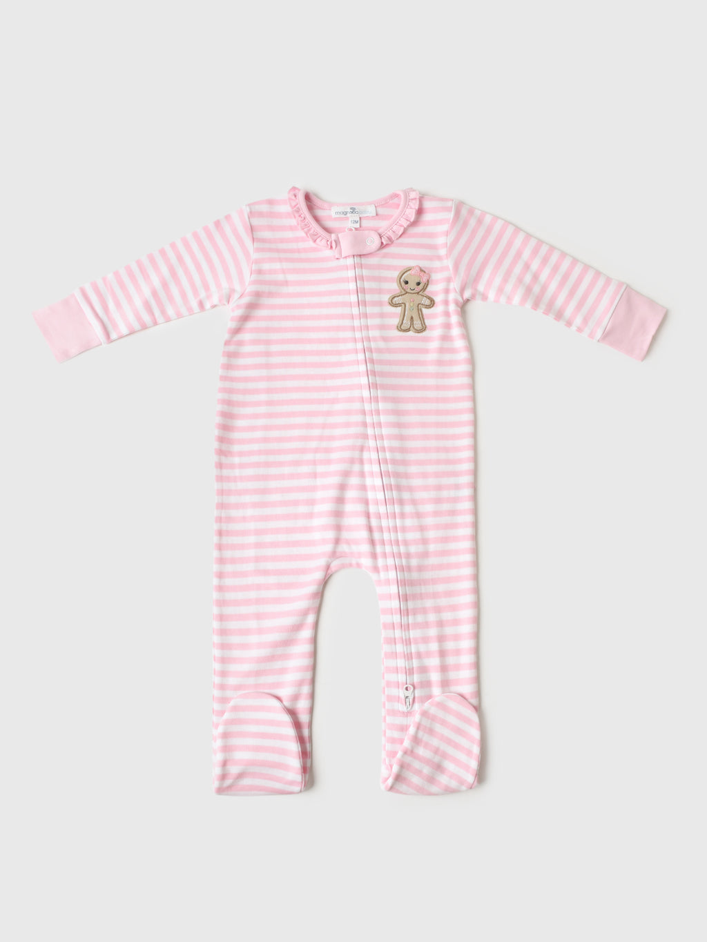 Magnolia Baby Baby Girls' Gingerbread Land Ruffle Zip Footie - Saint Bernard