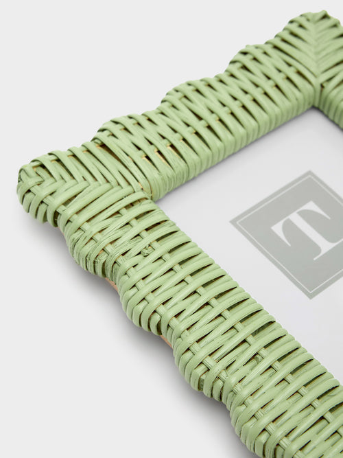 Two's Company Green Wicker Photo Frame