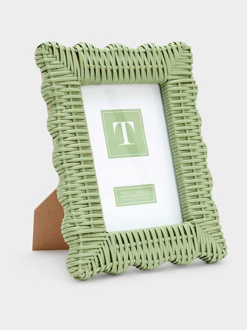Two's Company Green Wicker Photo Frame
