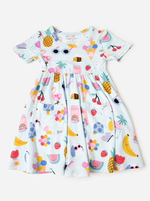 Angel Dear Girls' Twirly Short Sleeve Dress