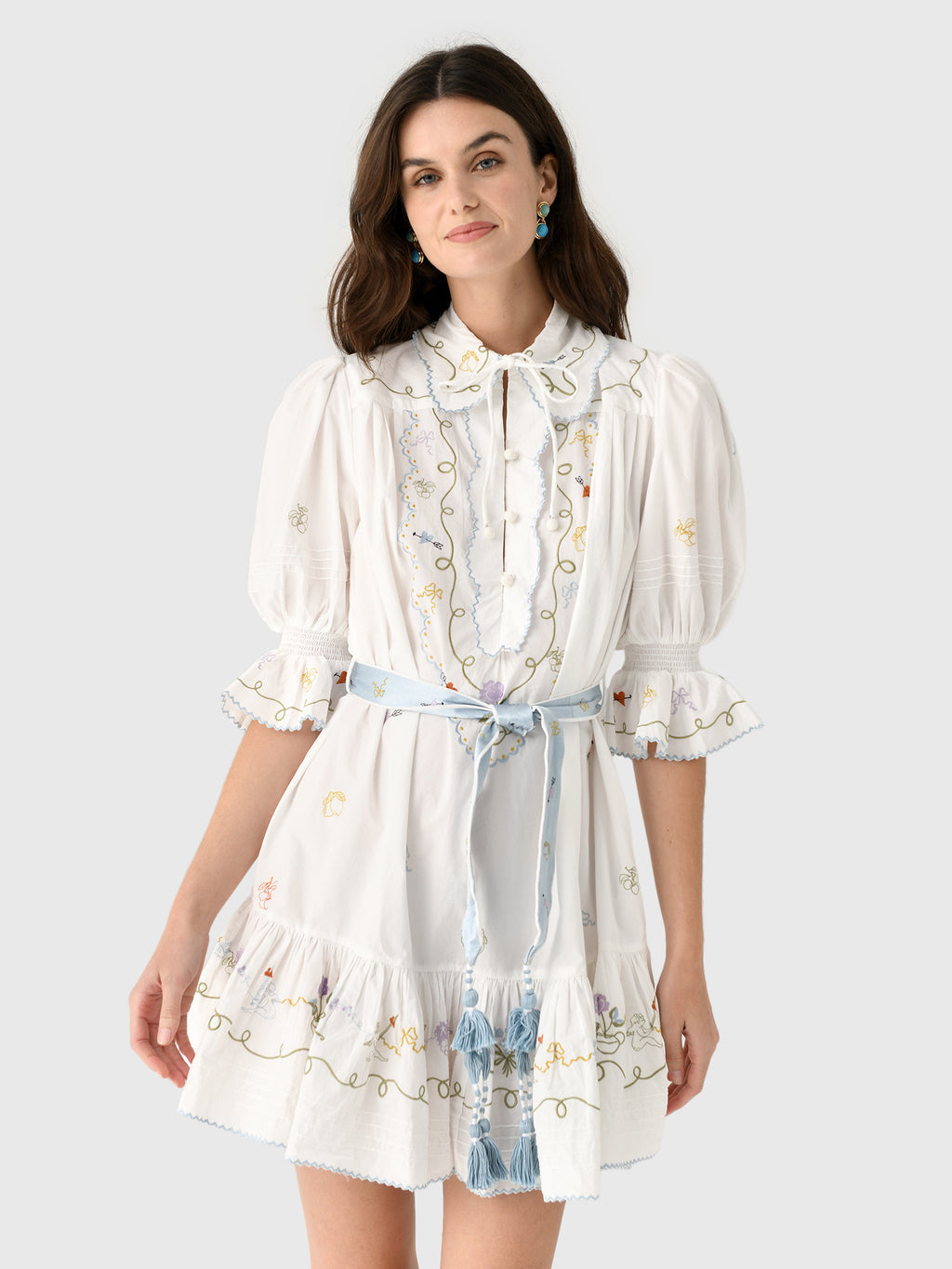Alemais Women's Giulia Embroidered Mini Dress  Saint Bernard