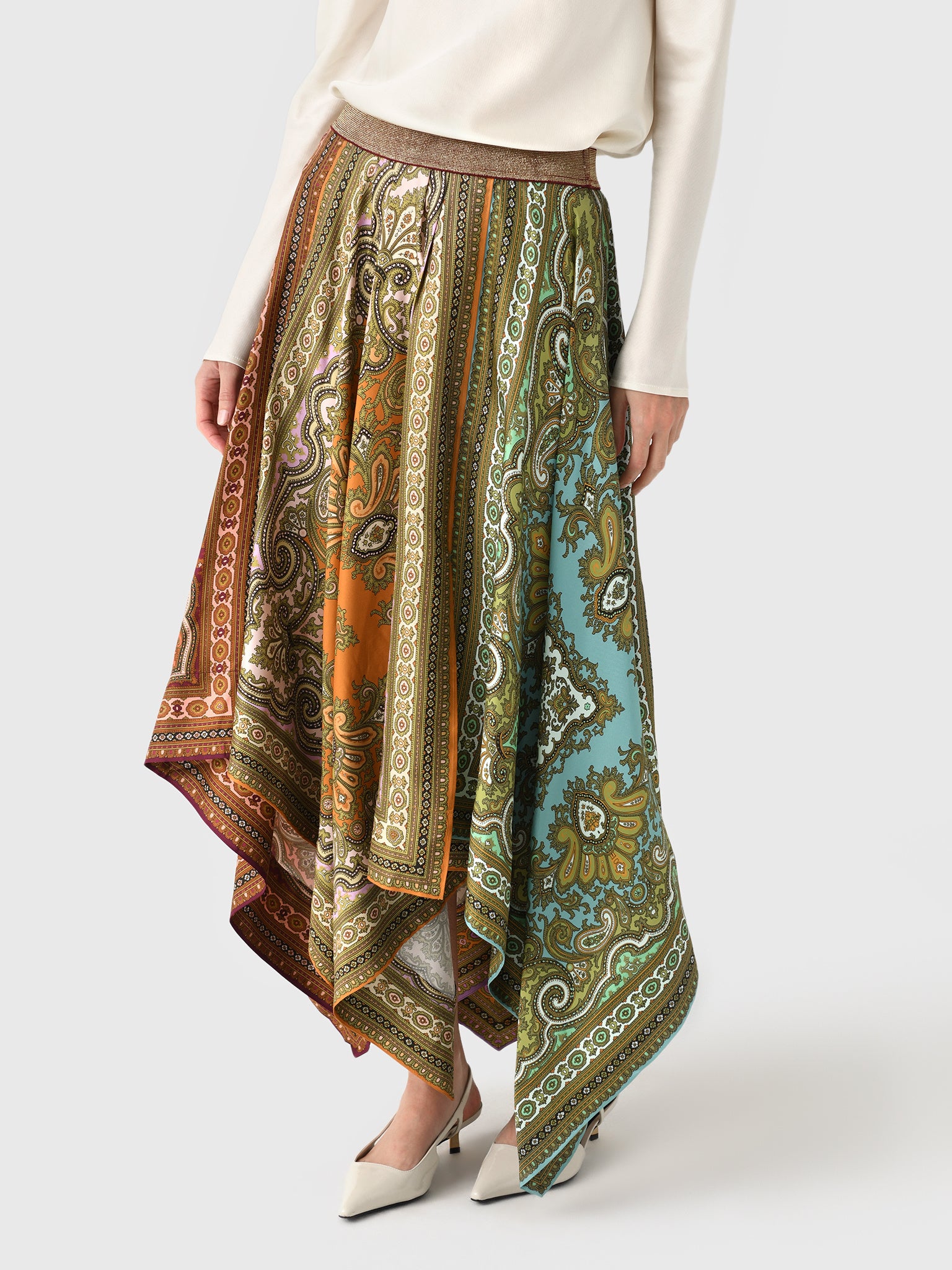 【ベル】LEINWANDE Wave Quilting Skirt Alemais Women's Clemenza Spliced Scarf Silk Skirt – Saint Bernard
