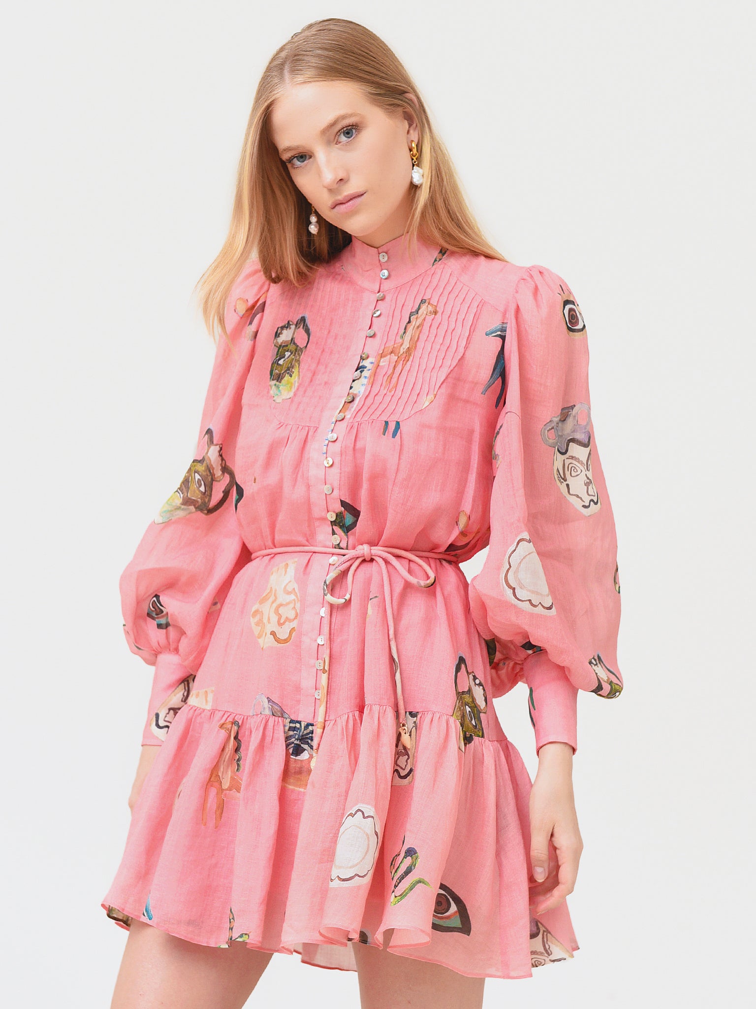alemais pink mini dress Women's Cleo Smock Colors:Blush Nude A-Line Lace Boho Puff Round neck Wedding Dresses Western Australia