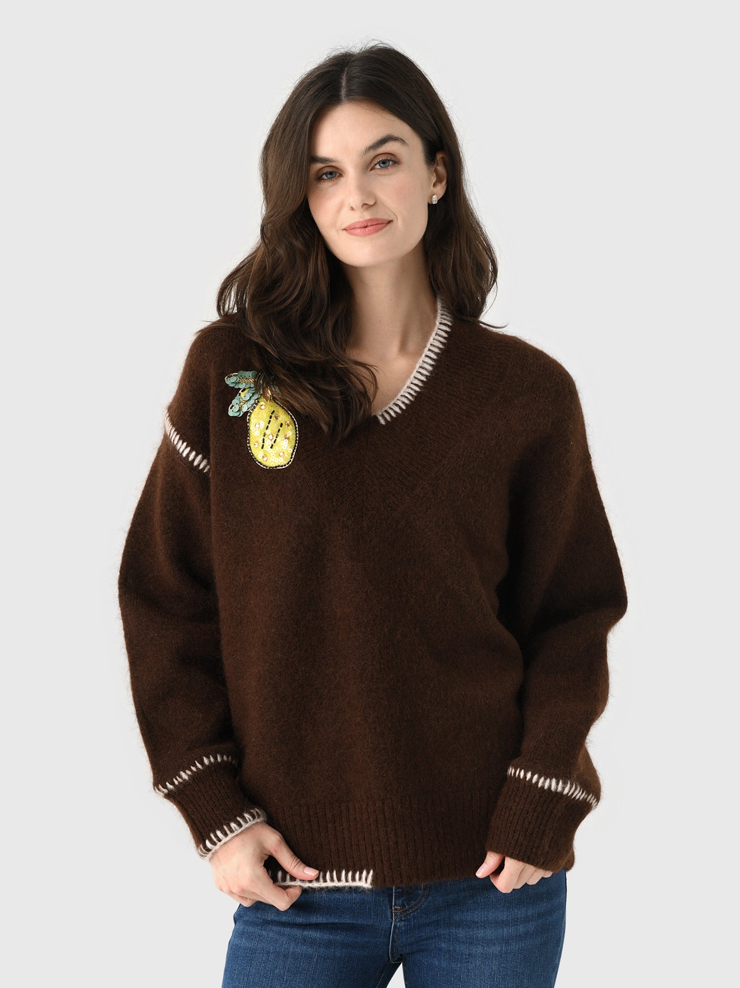 Alemais Women's Fredo V-Neck Sweater - Saint Bernard