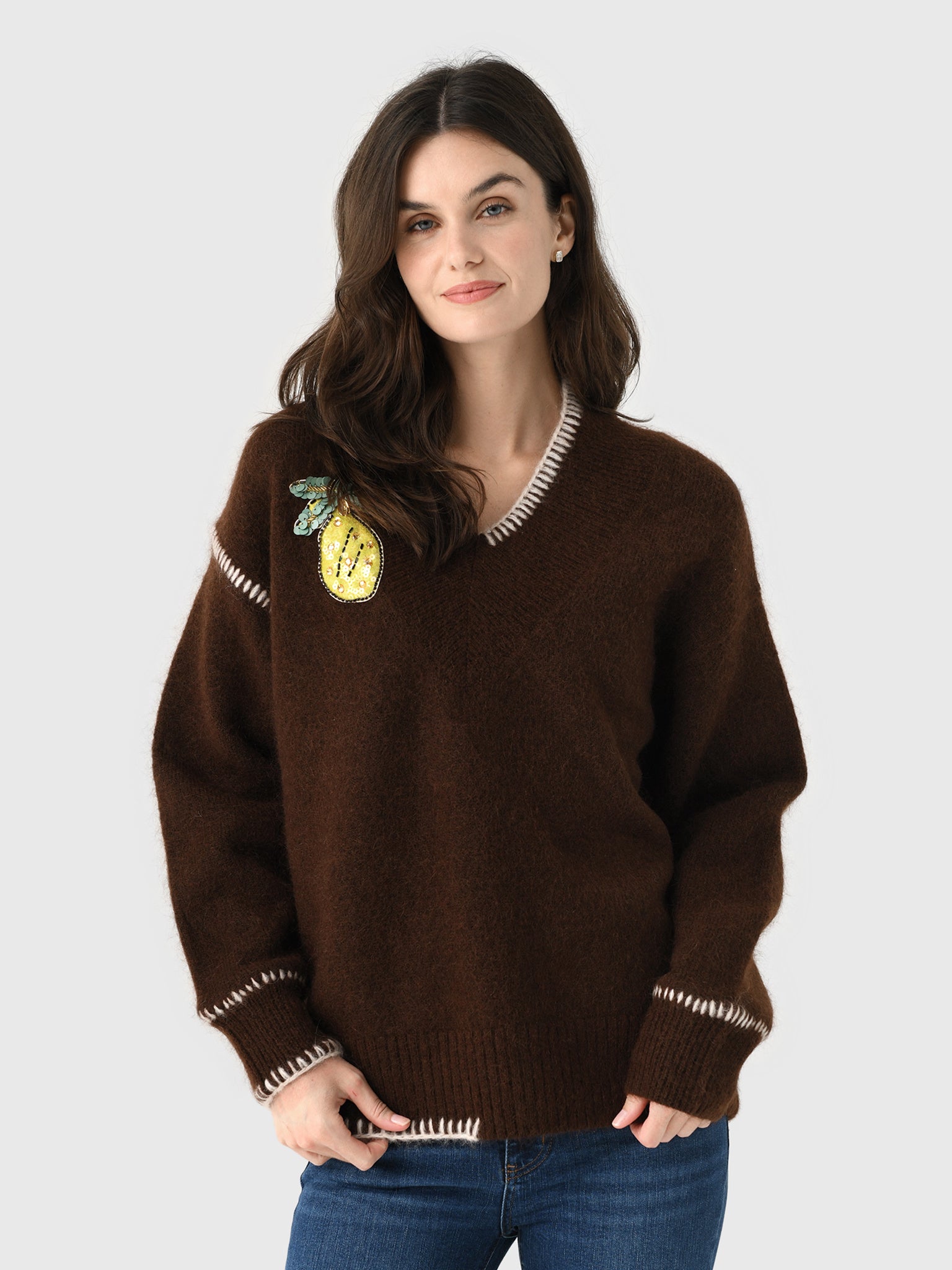 Alemais Women's Fredo V-Neck Sweater - Saint Bernard