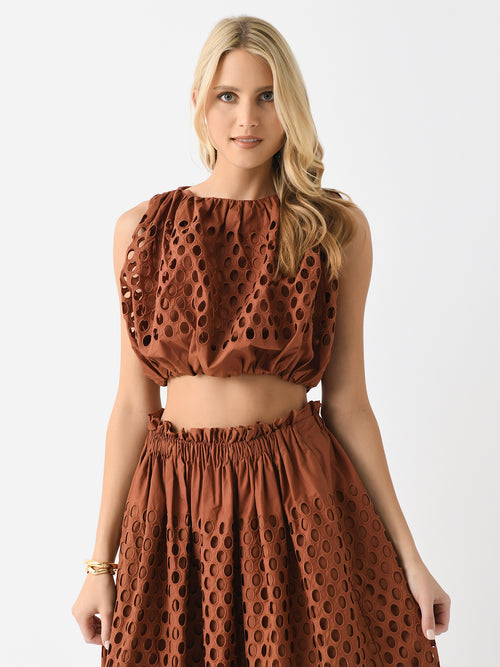 ALC Women's Raina Cropped Eyelet Top