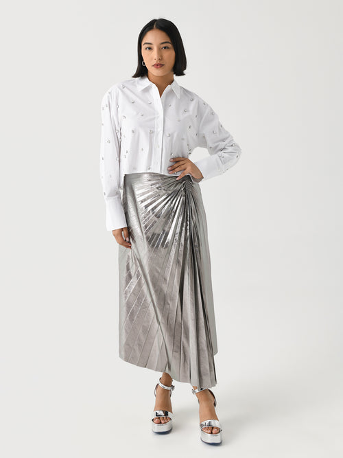 ALC Women's Mackie Embellished Cropped Cotton Shirt