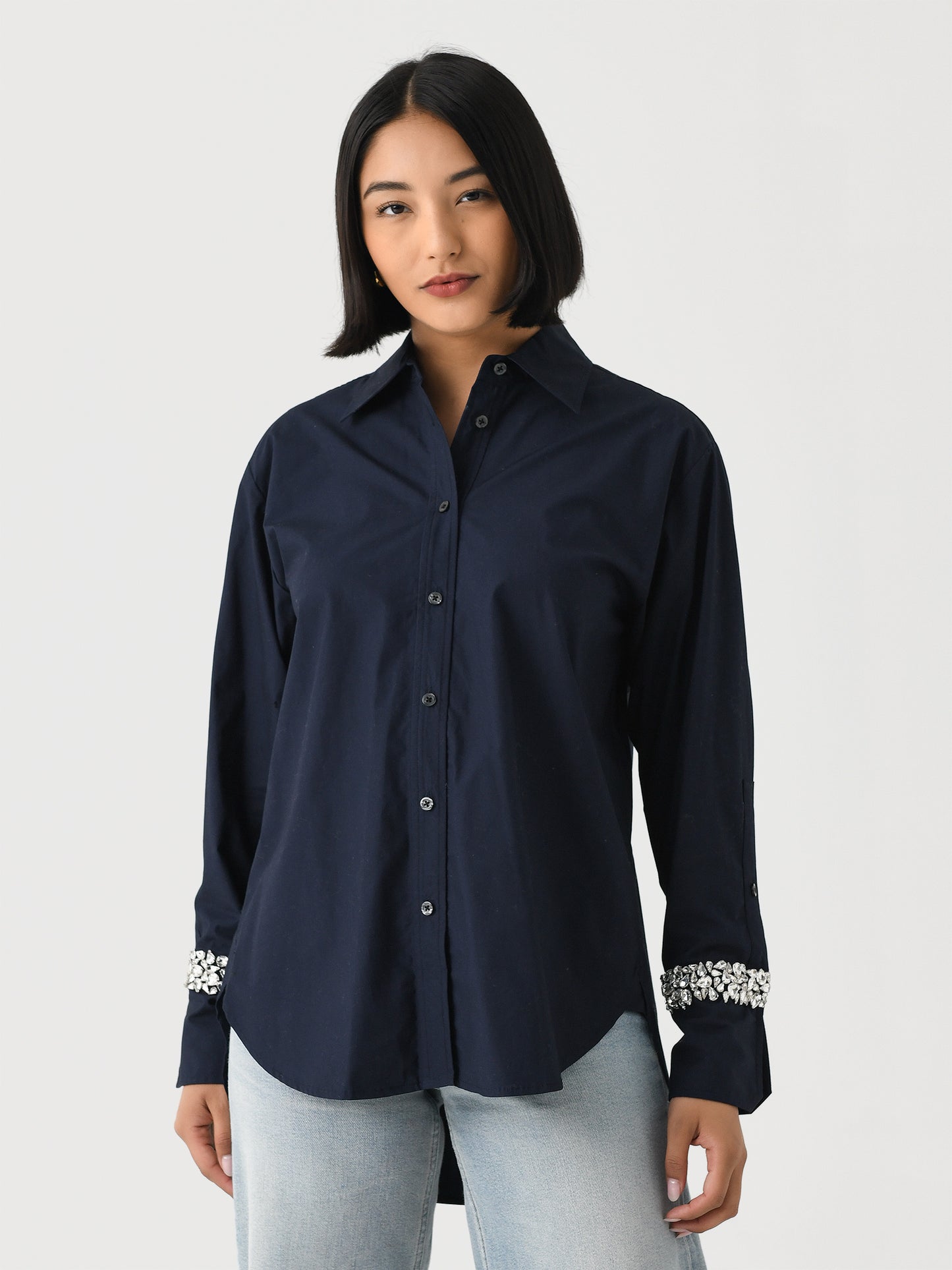 ALC Women's Calvin Embellished Sleeve Shirt - Saint Bernard