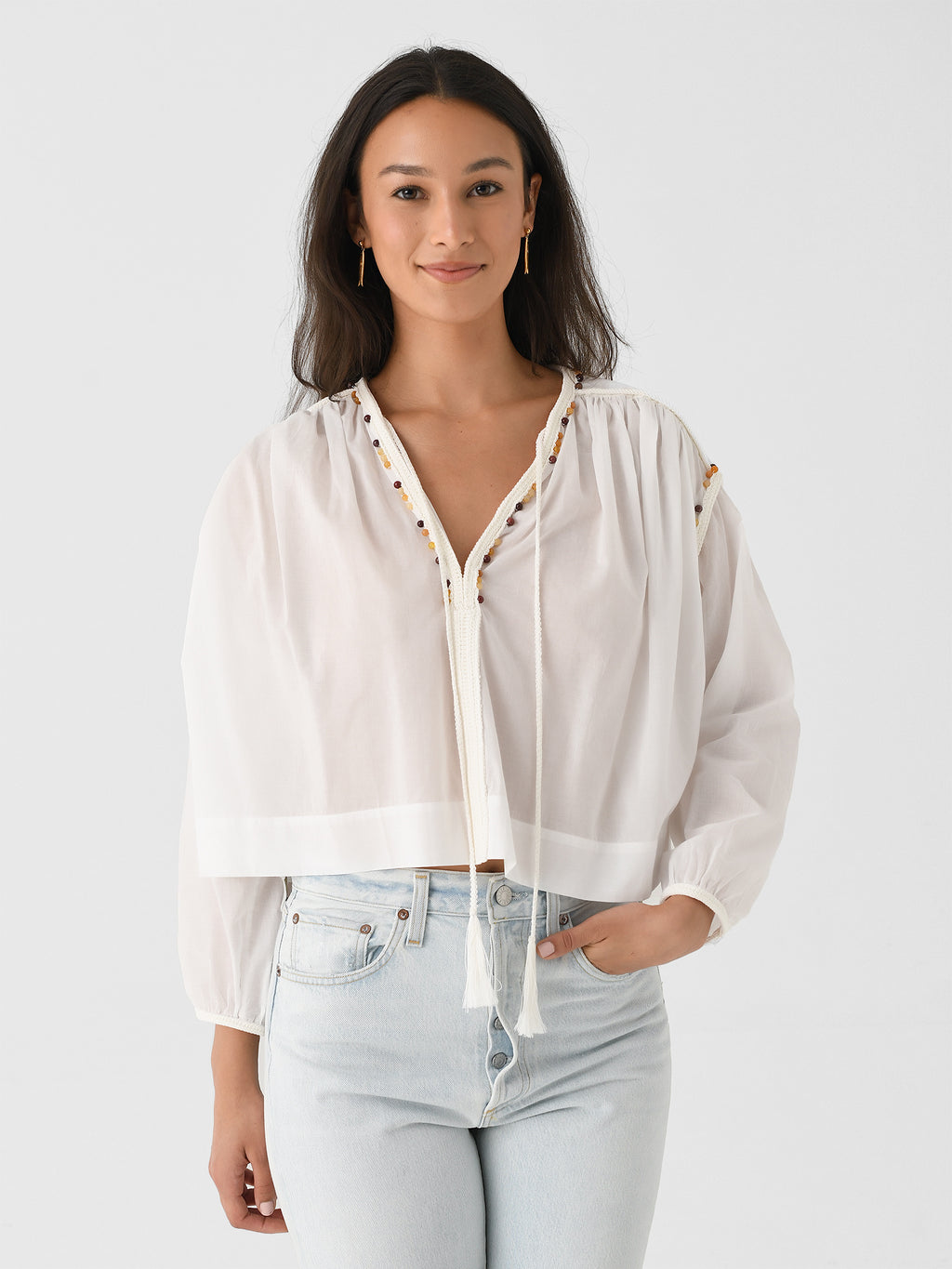ALC Women's Jodie Beaded Long Sleeve Top - Saint Bernard