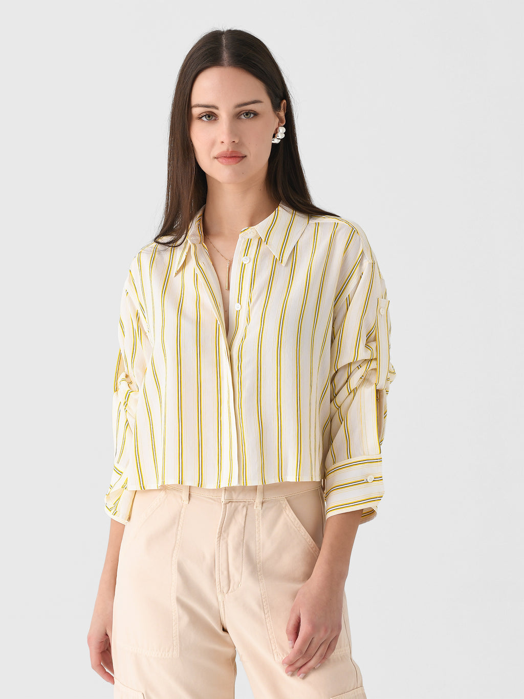 ALC Women's Maude Cropped Silk Shirt - Saint Bernard