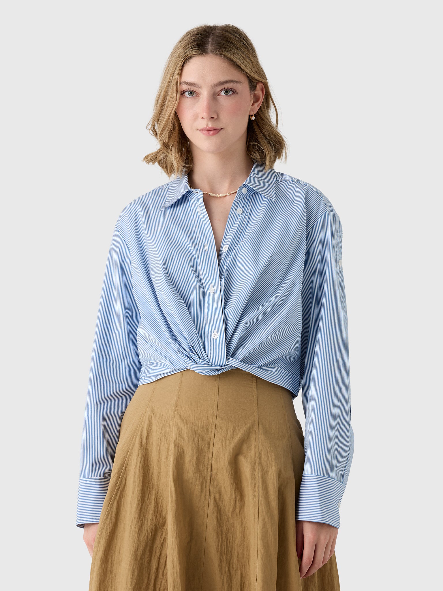 ALC Women's Leo Cropped Cotton Shirt - Saint Bernard