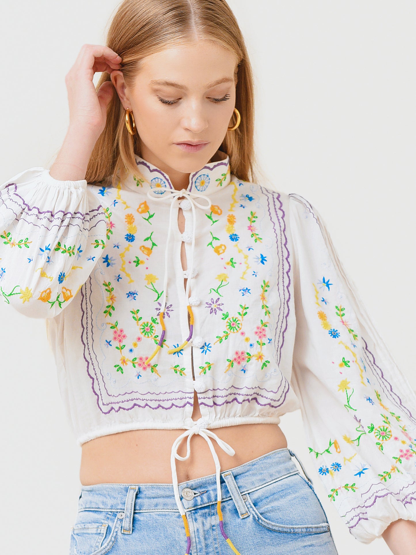 Alemais Women's Juniper Embroidered Top - Saint Bernard