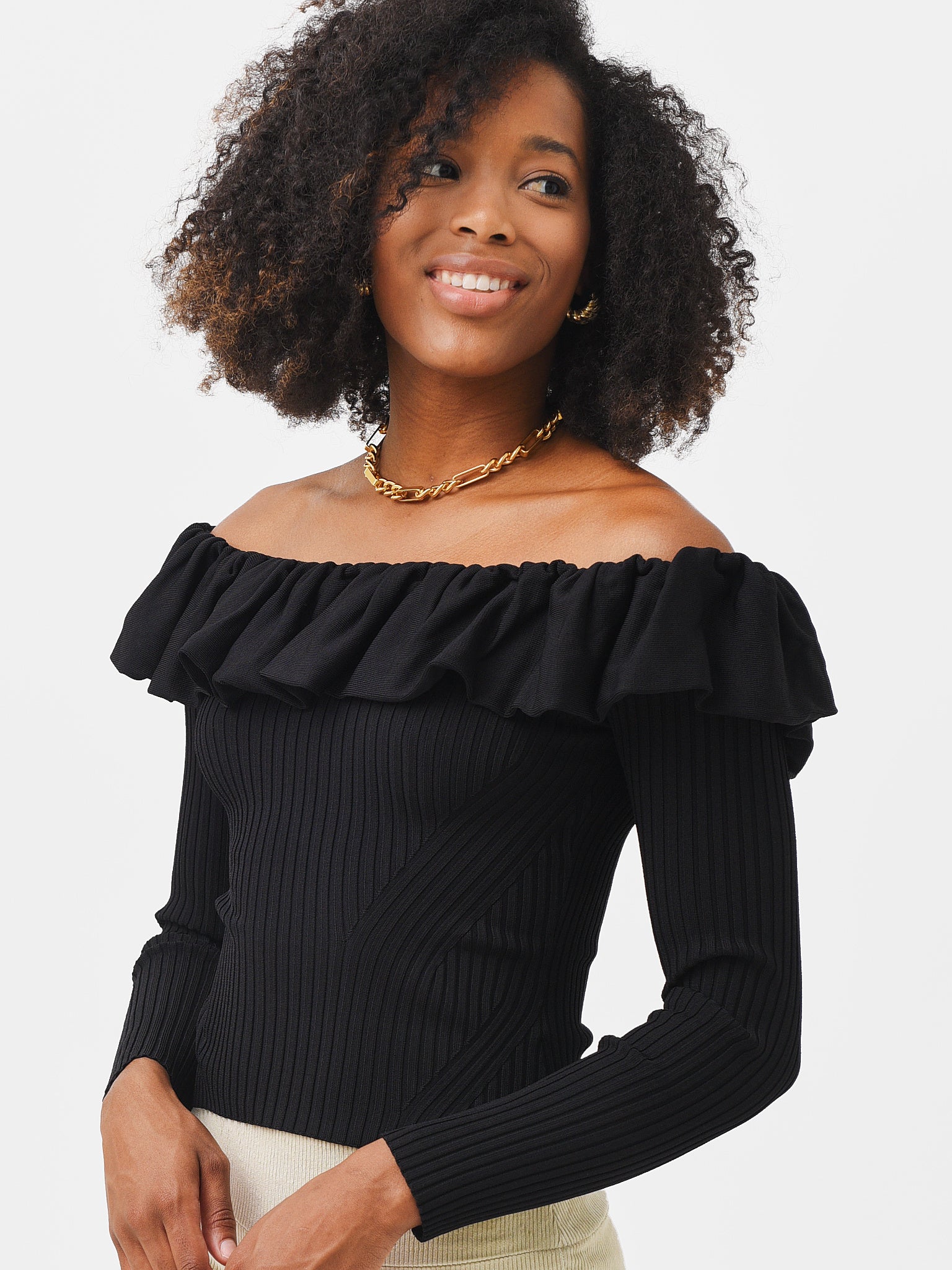 Simkhai Women's Isabelle Ruched Knitwear Off Shoulder Top - Saint Bernard