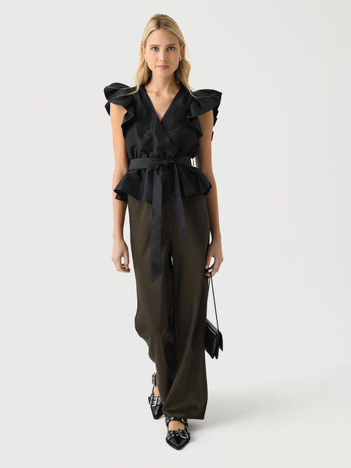 Simkhai Women's Adelaide Ruffle Sleeve Wrap Top