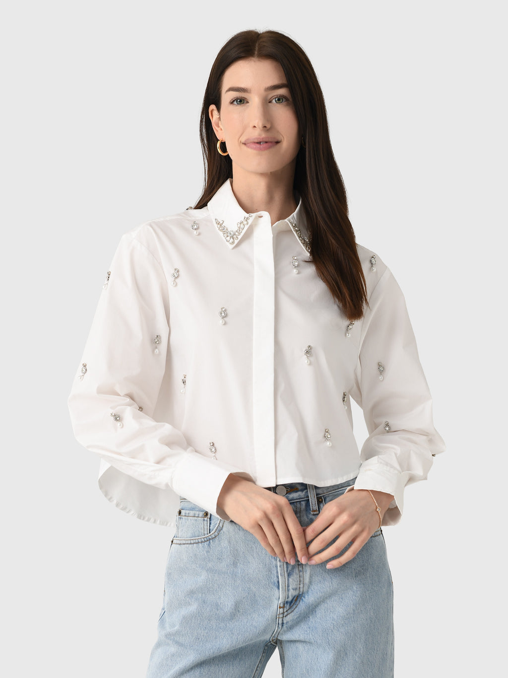 Simkhai Women's Renata Embellished Cotton Shirt - Saint Bernard