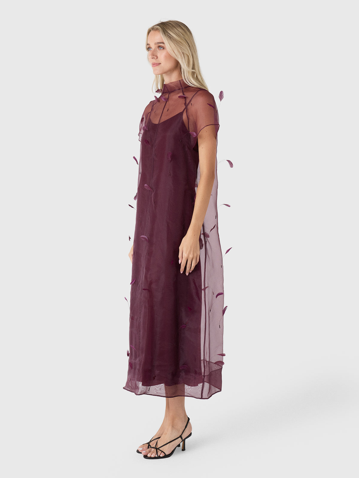 Simkhai Women's Pauline Organza Feather Midi Dress - Saint Bernard