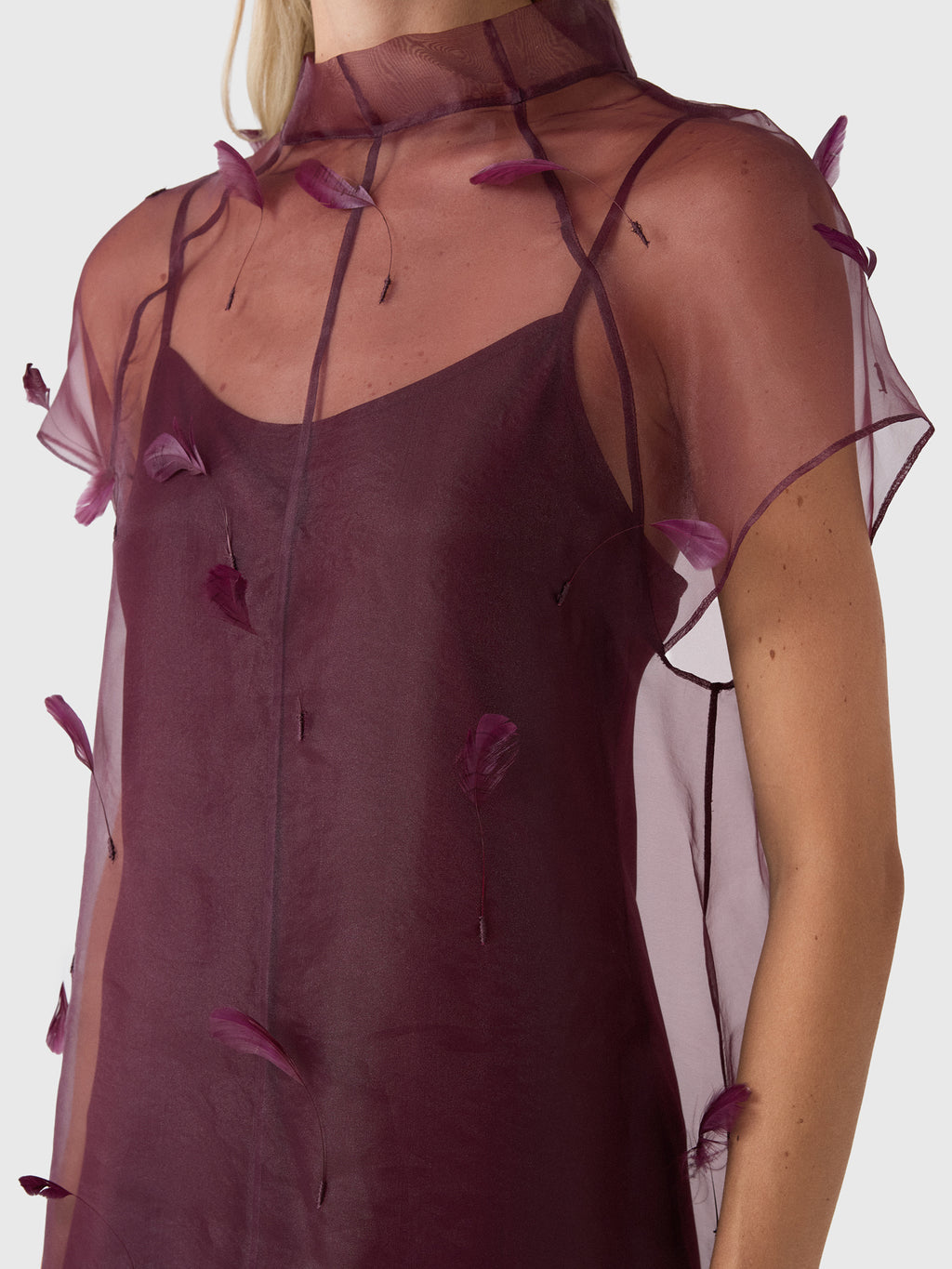 Simkhai Women's Pauline Organza Feather Midi Dress - Saint Bernard
