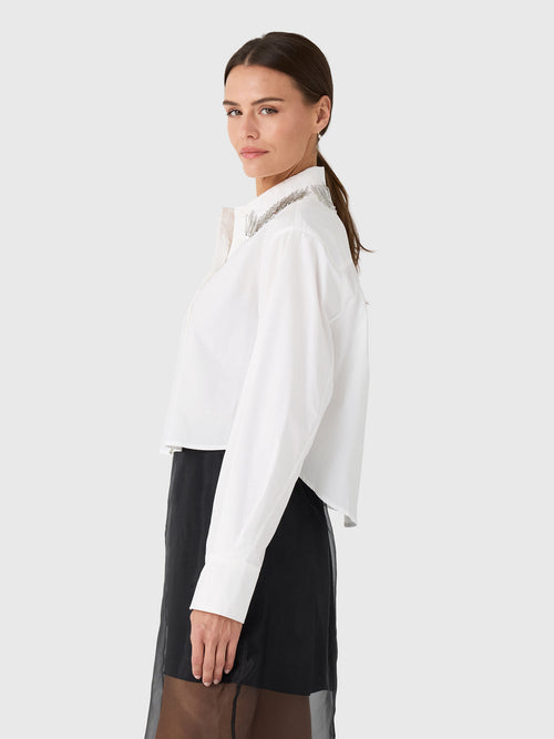 Simkhai Women's Renata Embellished Cropped Button-Down Shirt - Saint Bernard